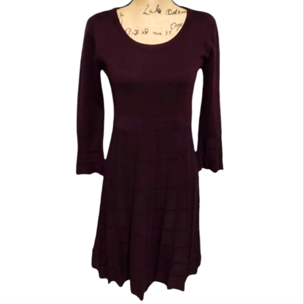 Calvin Klein Plum Colored Swing Skirt Sweater Dress Size‎ Small